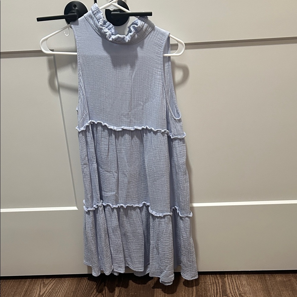 Tuckernuck Pomander Place Sleeveless Ruffle Tiered Dress in Light Blue
